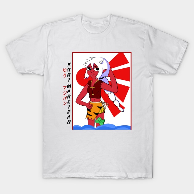 Yuri Marzipan the Oni - Traditional (white and red) T-Shirt by VixenwithStripes